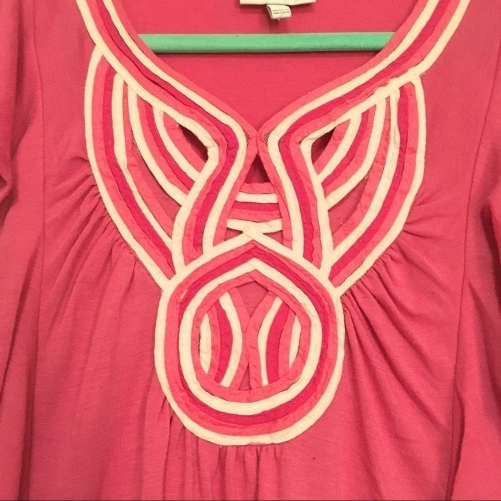 Fashion Bug Top Hot Pink Blouse Ruffle Sleeve Y2K Babydoll Tee Womens sz Small - Picture 2 of 4